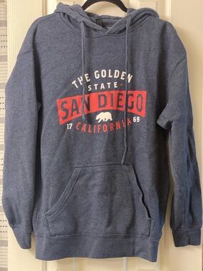 San Diego California The Golden State Graphic Hooded Sweatshirt - Blue Size M